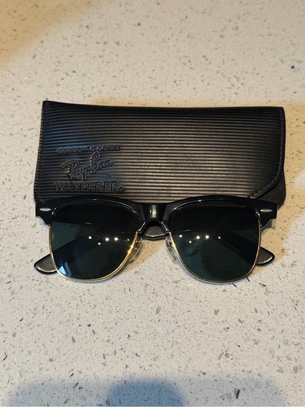 Ray-Ban Bausch Lomb BL vintage Wayfarer max Sunglasses in Black Gold Accents